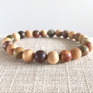 Handmade Jasper and Sandalwood Stretch Bra…